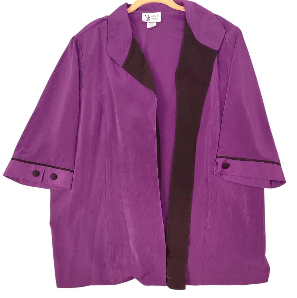 Elegant Purple Blazer with Black Trim